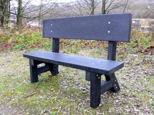 Croal 3 seater bench with back - recycled mixed plastic